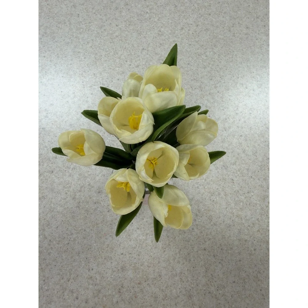 Tulip Home Artificial White Tulip Floral Arrangement Ceramic Vase Green Floral